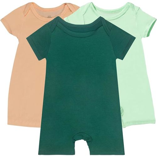 GUISBY Rayon Baby Pajamas, Short Sleeve Footless Rompers, Snap Closure Sleeper for Boy Girls