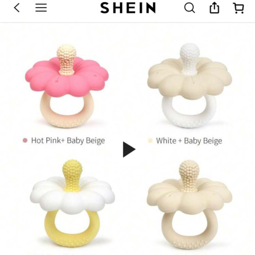 1pc Flower Shaped Silicone Baby Teether, Made Of Silicone, Easy To Grip And Clean, Great Gift For Newborn Babies