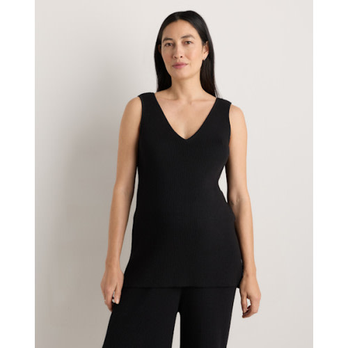 Cotton Cashmere Maternity and Nursing V-Neck Tank - Maternity in Mocha Heather