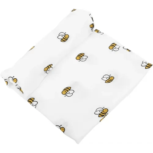 NUOLUX Muslin Swaddle Blanket Newborn Baby Infant Gauze Cotton Wrapping (Littie Bee) 1