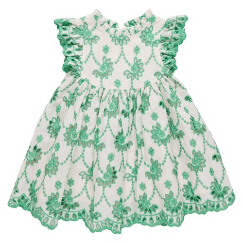 Girls Cynthia Dress - Kelly Green Eyelet