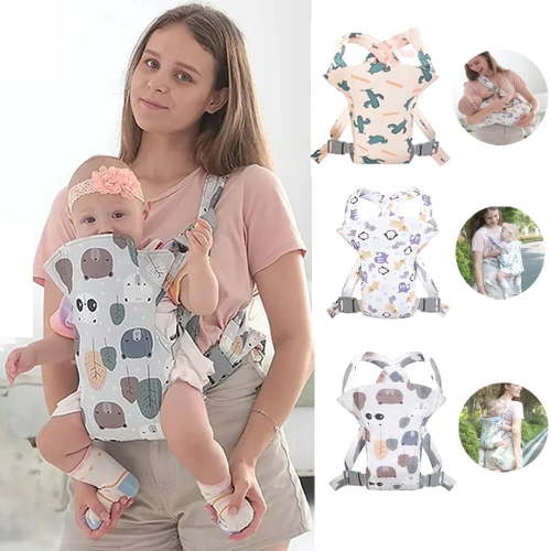 BABYLTRL 4 in 1 Baby Carrier, Ergonomic Infant Backpack, Breathable Cotton Wrap for Newborns to 33 lbs, Colorful