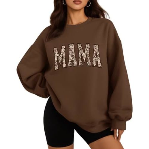 Mama Sweatshirts Oversized Crewneck Long Sleeve Mom Sweatshirt Graphic Casual Loose Fit Pullover