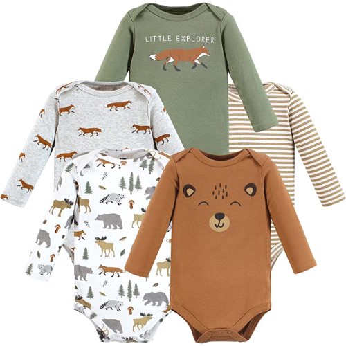 Hudson Baby Unisex Baby Cotton Long-Sleeve Bodysuits