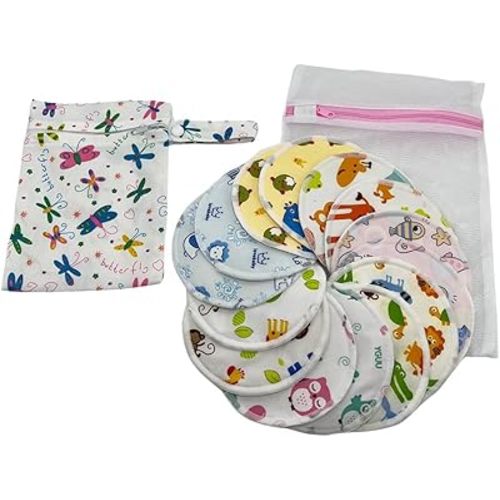 Reusable Nursing Pads 14 Pack,Washable Breast Pads Breastfeeding Essentials,Newborn Necessities for Baby Boys and Girls,Postpartum Essentials for Mom,Super Soft & Absorbent