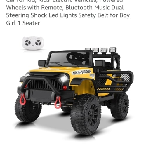 Amazon.com: Hikole 12V Electric Car for Kids to Drive, Battery Car for Kid, Kids' Electric Vehicles, Powered Wheels with Remote, Bluetooth Music Dual Steering Shock Led Lights Safety Belt for Boy Girl 1 Seater : Toys & Games
