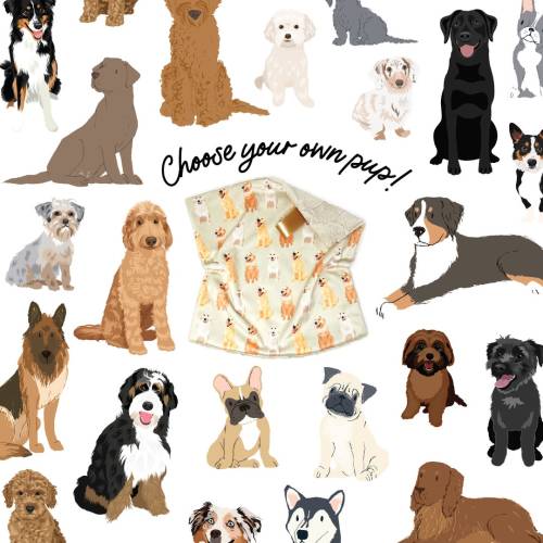 Lovey: Choose Your Own Pup! Lovie. Custom Dog Baby Blanket. Doodle. Bernese Mountain Dog. Frenchie. Pug. Corgi. GSP. German Shepherd. Lab.