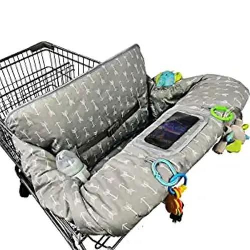 ICOPUCA Shopping Cart Cover for Baby boy Girl, Anti Slip Design, Cotton High Chair Cover, Machine Washable for Infant, Toddler, Grocery Cover (Grey)