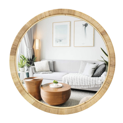 Bayou Breeze Handmade Rattan Framed Wall Mirror, Rustic Farmhouse Style Decorative Mirror, Boho Chic Design, Ideal For The Living Room, Bedroom, Bathroom And Fireplace, Arch & Reviews | Wayfair