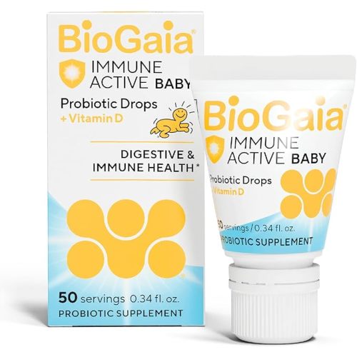 BioGaia Immune Active Baby Probiotic Drops + Vitamin D | for Babies & Toddlers 0-36 Months | Supports Digestive & Immune Health | Allergen, Dairy, Soy & Gluten Free | 50 Day Supply