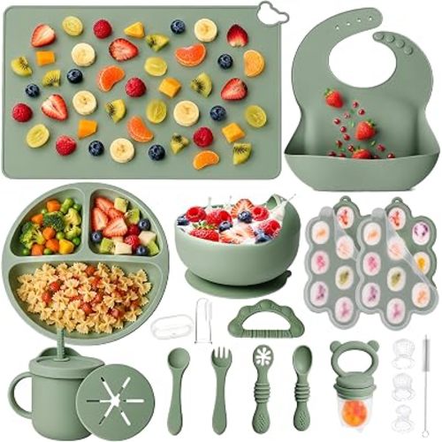 19 Pcs Silicone Baby Feeding Set Eating Essentials for Newborn