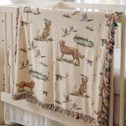 Personalized Decorative Blanket Mallard Duck Hunting Nursery Blanket Custom Baby Blanket Cotton Puppy Nursery Bedding Boy Duck Hunt Baby Boy