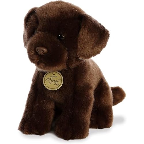Aurora® Adorable Miyoni® Tots Chocolate Lab Pup Stuffed Animal - Lifelike Details Make a Cherished Companion - Perfect for Decorating Bedrooms or Classrooms - Brown 8 Inches