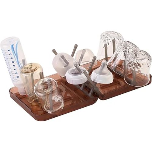 Travel Bottle Drying Rack Space Saving,Foldable Bottle Drain Rack with 16 Ribs,Portable Baby Bottle Drying Rack for Bottles,Breast Pumps and Other Feeding Accessories,Widely Used Daily Basis
