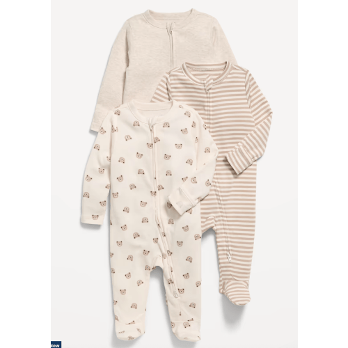 2-Way-Zip Sleep & Play Footed One-Piece 3-Pack for Baby