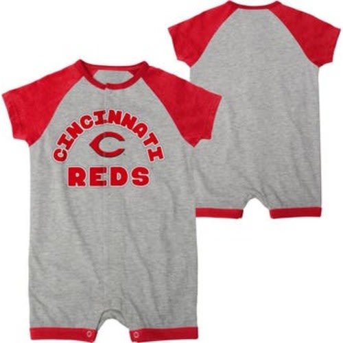 Newborn & Infant Heather Gray Cincinnati Reds Extra Base Hit Raglan Full-Snap Romper, 0-3 M