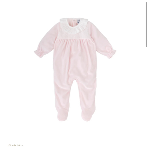 Pink Front Swiss Dot Velour Footie