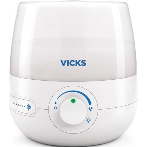 Vicks VUL530C NaturalCare Cool Mist Ultrasonic Small Room Humidifier and Diffuser for Baby, Bedroom, Office desk, with 7-Colour Nightlight, Scent Pad Slot, 2.3L Tank