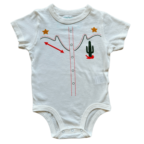 Cowboy Lapel Onesie - White