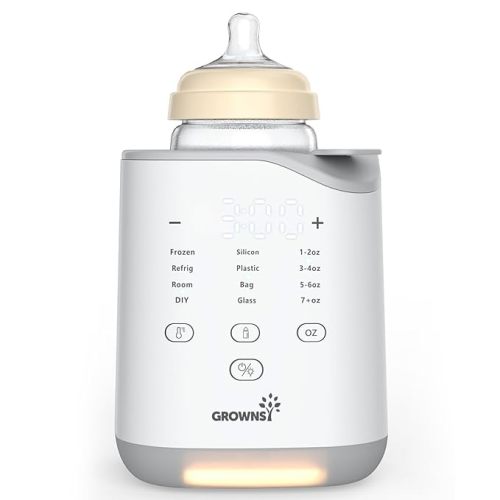 Grownsy Bottle Warmer for Night Feeding, Fast Baby Bottle Warmer for Breastmilk, Smart Temperature Control, with Timer, Thaw, Food Heater, Night Light, Calentador De Biberones for All Bottles