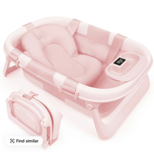Jool Baby Fold ‘n Store Baby Bathtub – 3 Stage Collapsible Bather for Easy Storage, Portable for Travel – Built-in Thermometer - TikTok Shop