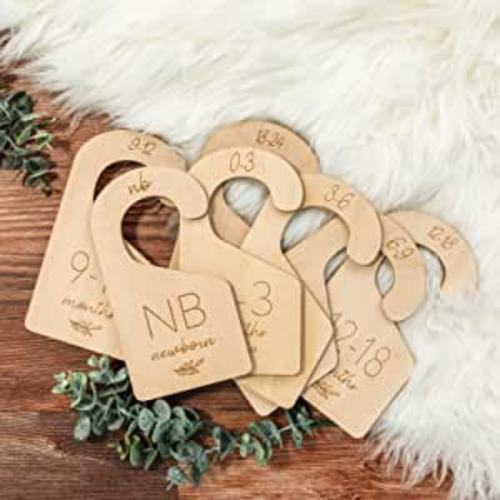 Amazon.com: Beautiful Wooden Baby Closet Dividers - Double-Sided Organizer for Newborn to 24 Months Size Clothes - Adorable Nursery Decor Hanger Dividers Easily Organize Your Little Baby Girls or Boys Room : Baby