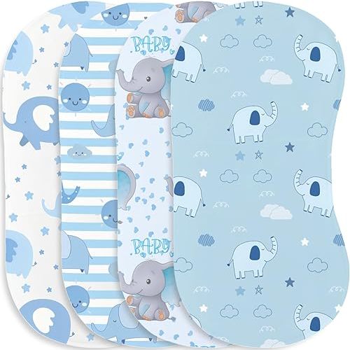 4pcs Elephant Burp Cloths for Baby Boys Girls 100% Cotton Blue Elephant Themed Design Burp Rags, Soft Breathable Muslin Burping Cloths Absorbent Spit-Up Cloths for Infant Newborns