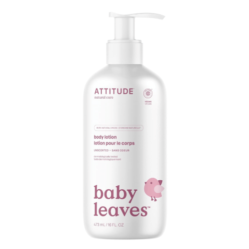 ATTITUDE Baby Lotion, EWG Verified Moisturizer, Dermatologically Tested Moisturizing Cream, Vegan and Cruelty-Free, Unscented, 16 Fl Oz