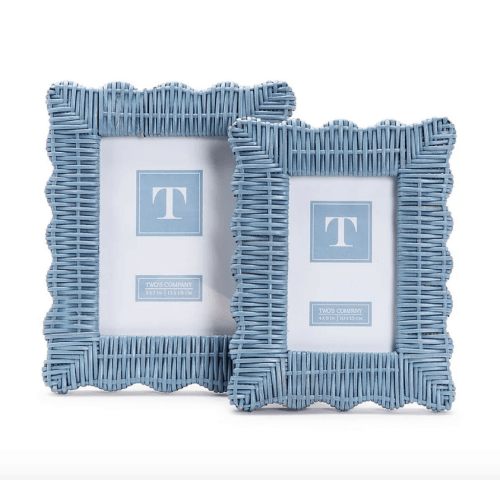 Blue Wicker Weave Photo Frame, Set of 2 | Over The Moon