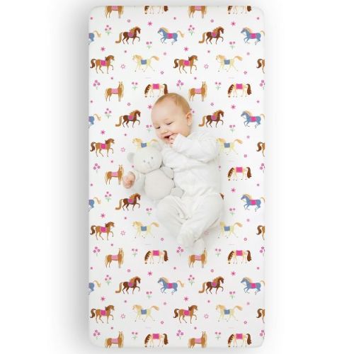 Wildkin Kids Microfiber Fitted Crib Sheet (Horses)
