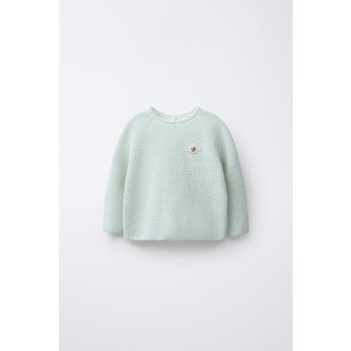 EMBROIDERED DOG PURL KNIT JUMPER - Aquamarine | ZARA United States