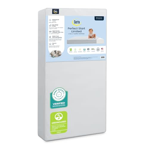 Serta Perfect Start Limited Dual Sided Baby Crib Mattress and Toddler Mattress, Breathable Fiber Core, GREENGUARD Gold Certified, Waterproof, 7 Year Warranty, Made in USA