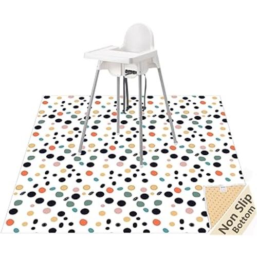 Splat Mat for Under High Chair/Arts/Crafts, Waterproof and Anti-Slip Splash Mat Floor Protector, Washable Highchair Floor Mat, 51 Inch Reusable Messy Mat and Baby Feeding Table Cloth