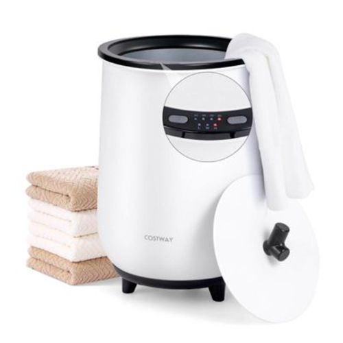 Costway 23L Bathroom Towel Warmer Bucket 4 Timer with Fragrance Holder & 3-Level Heating Black
