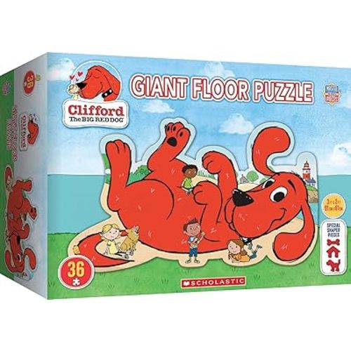 MasterPieces Floor Puzzle - Jumbo Size 36 Piece Jigsaw Puzzle for Kids - Clifford The Big Red Dog Shaped Puzzle - 3ftx2ft