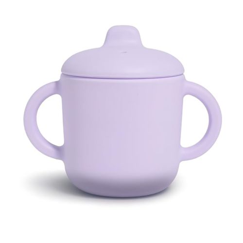 6 Months+ Sippy Cups with Handles,Small Silicone Sippy Cups Leak Proof 5oz,No Spill Sippy cups for Toddlers (Soft Lilac)
