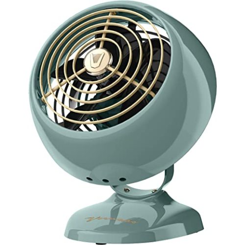 Vornado VFAN™ Mini Classic Vintage Metal Desk Fan, 2-Speed, Adjustable Tilt, Personal Air Circulator for Bedroom, Office, Dorm Room, Portable Quiet, Vintage Green