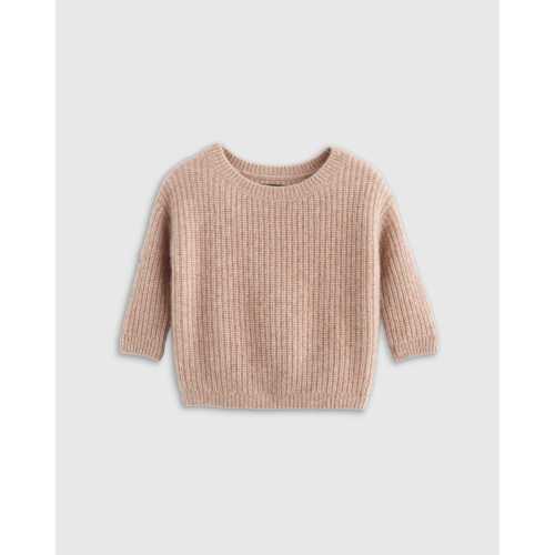 Mongolian Cashmere Fisherman Tunic Sweater - Toddler in Ivory