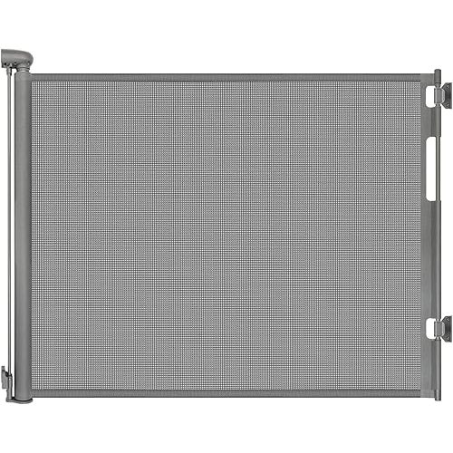 Retractable Baby Gates for Doorways, Mesh Dog Gate for Stairs, Pet Gate Indoor, Extends to 55" Wide 33" Tall, Safety Toddlers Gates for Hallways, Indoor & Outdoor Use, Gray