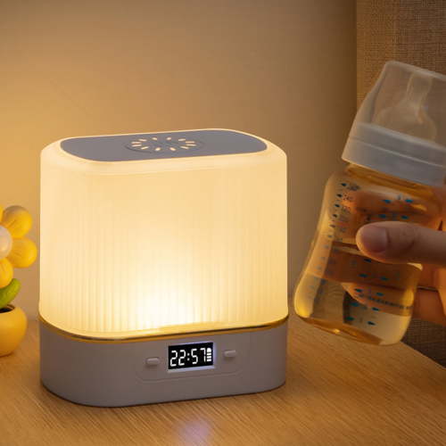 Rechargeable Night Light Bedside Lamp Baby Feeding Bedroom Table Lamp with Clock Adjustable Brightness 3 Color Eye Care USB or Plug In for Reading Sleeping Office