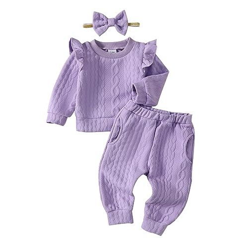 Mioglrie Toddler Baby Girl Clothes Fall Winter Sweatsuit Newborn Sweatshirt Sweat Pant Sets Outfits Infant Girls Clothing