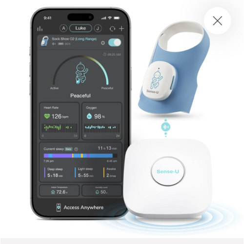Sense-U Smart Sock Shoe Baby Monitor-Track Heart Rate, Oxygen Anywhere