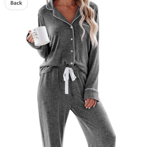 Aamikast Women's Pajama Sets Long Sleeve Button Down Sleepwear Nightwear Soft Pjs Lounge Sets