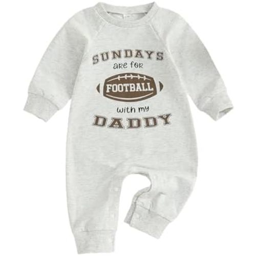 Newborn Baby Girl Boy Football Outfit Sundays Are for Football with My Daddy Onesie Romper Jumpsuit Fall Clothes