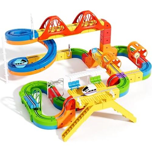 135 pcs KlickRail Electric Train Set Race Track for 3 4 5 6 7 8 Years Old