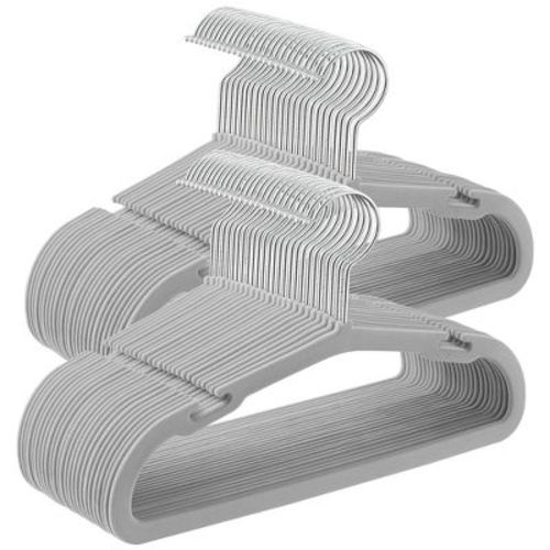 Baby Hangers 50 Pack, 11 x 6.9 Inches, Non-Slip Velvet Kids Hangers for Closet, Space-Saving, Wide Shoulder Notches, Dove Gray