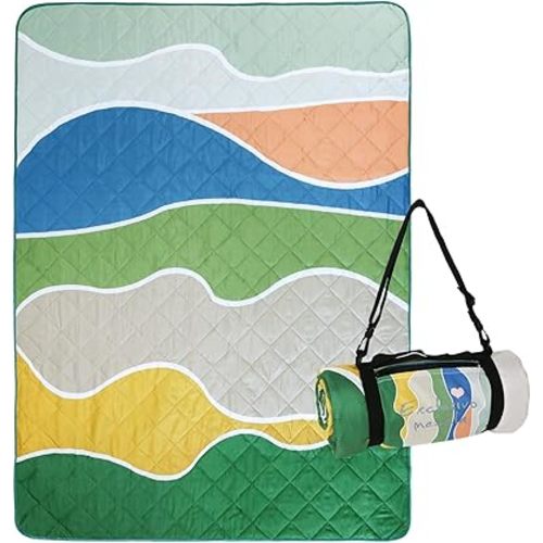 Exclusivo Mezcla Waterproof Picnic Blanket 60x80 Inches Large Multicolor Floral Polyester Sandproof Modern Camping Blanket