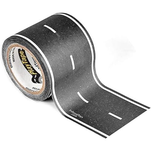 PlayTape Road Tape for Toy Cars - Sticks to Flat Surfaces, No Residue; 2 inch Wide x 30 ft Asphalt Road