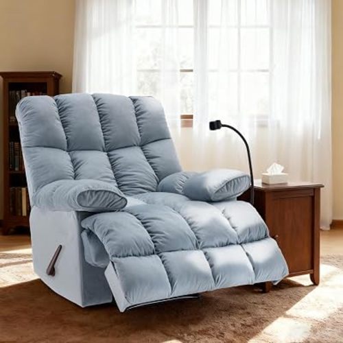 Manual Adjustable Oversized Recliner Chair with Phone Holder, Extra Large Recliner for Heavy Duty Adults 400lbs, Big Man Recliners for Living Room, Nursery, RV