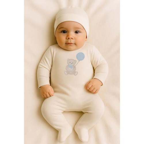 Teddy Printed Footie, Off White - Maniere | Maisonette